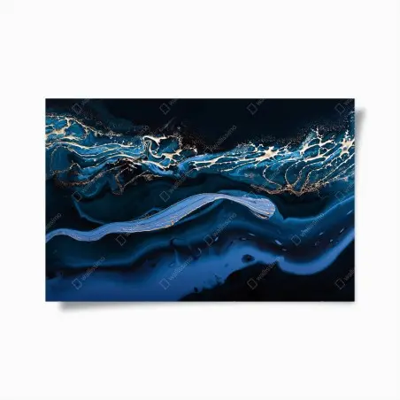 Póster corriente dorada sobre azul profundo – Pixers®