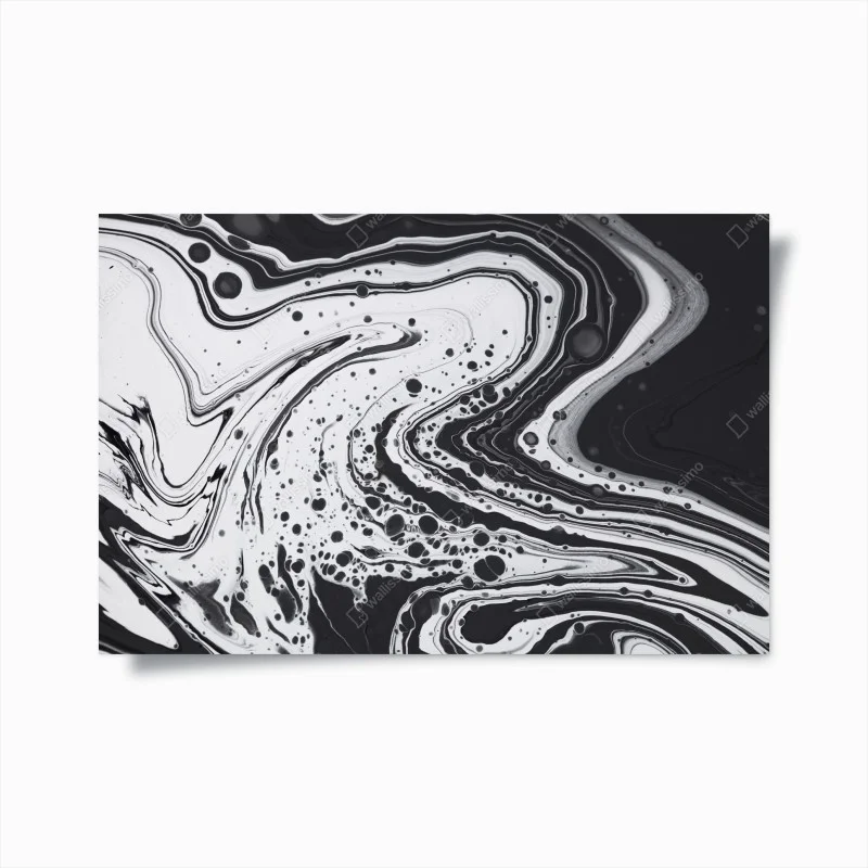 Póster mármol fluido en blanco y negro