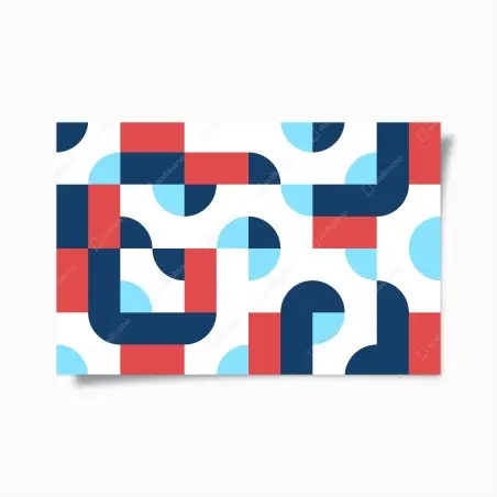 Póster diseño geométrico en paleta azul y coral – Pixers®