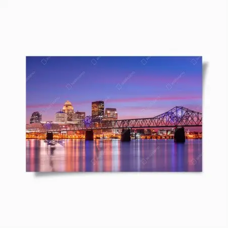 Póster atardecer en Louisville: horizonte reflejado sobre el río – Pixers®