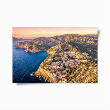 Póster paisaje costero Mediterráneo al atardecer – Pixers®