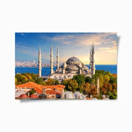 Póster panorámica de la mezquita de Estambul al atardecer – Pixers®