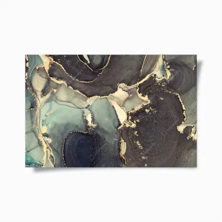 Póster composición abstracta dorada y turquesa – Pixers®