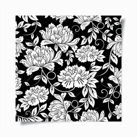 Póster motivo floral elegante en blanco y negro – Pixers®
