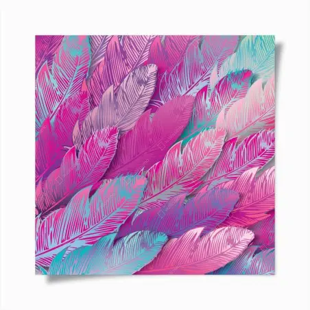 Póster arte de plumas rosa iridiscente – Pixers®