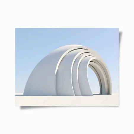 Póster arcos curvos minimalistas en blanco y azul – Pixers®