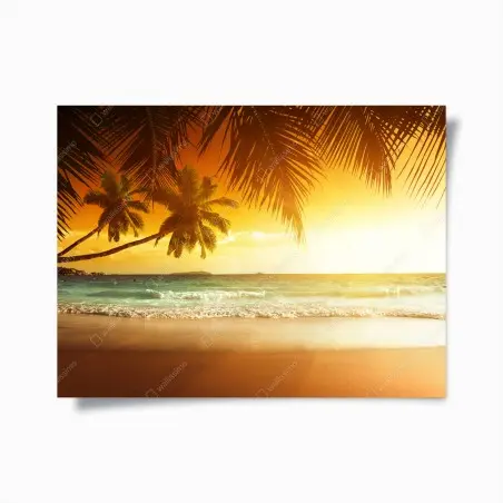 Póster atardecer caribeño en la playa – Pixers®