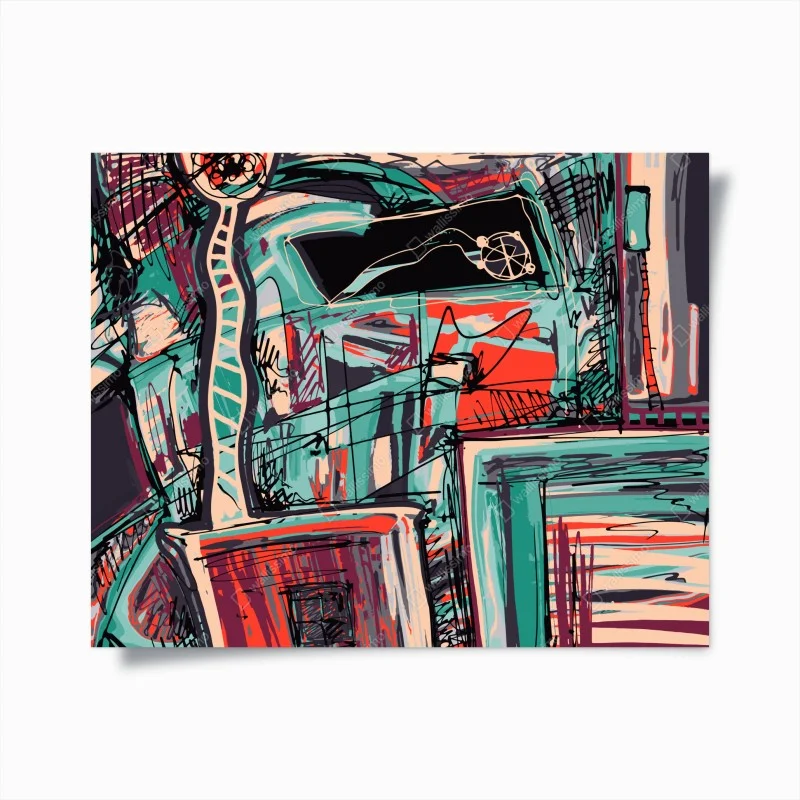 Póster estallido urbano en turquesa y coral