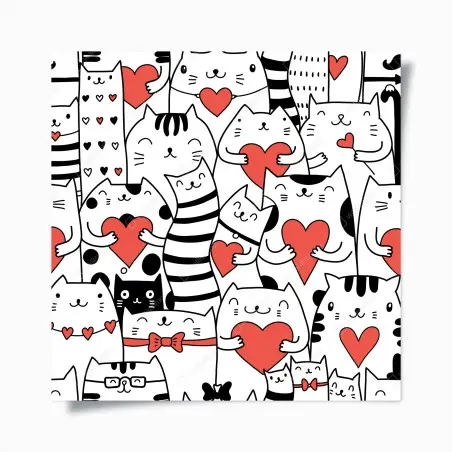 Póster patrón de gatos con corazones – Pixers®