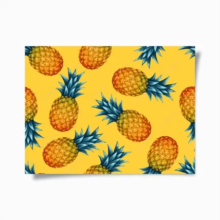 Póster diseño tropical de piñas sobre fondo amarillo – Pixers®