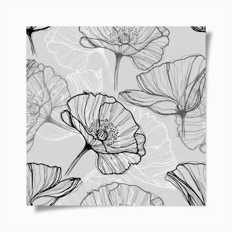 Póster estampado de amapolas en líneas minimalistas