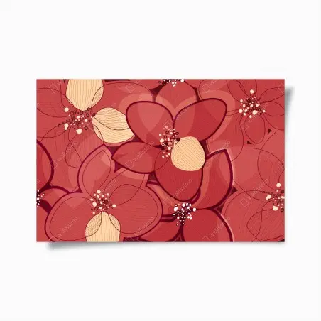 Póster diseño floral en tonos rojos y marfil – Pixers®
