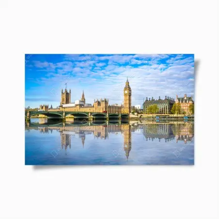 Póster paisaje de Londres con el Big Ben reflejado – Pixers®