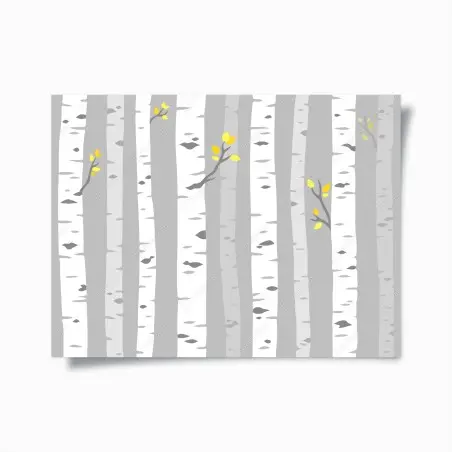 Póster bosque de abedules minimalista con hojas amarillas – Pixers®