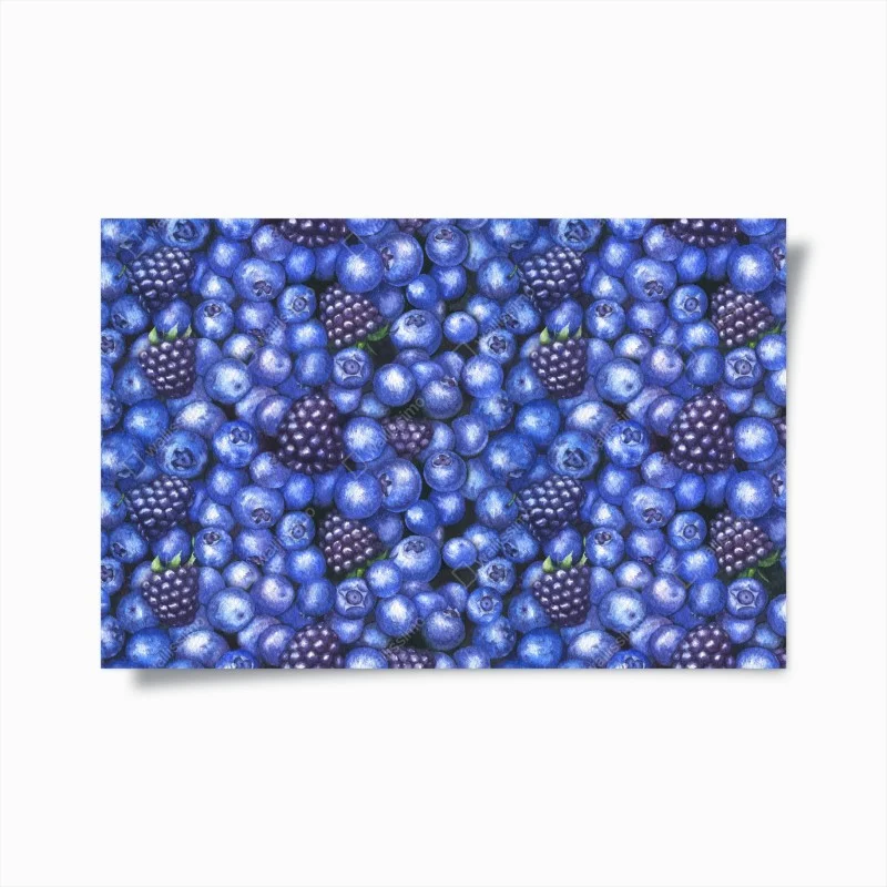 Póster estampado de arándanos y moras para decoración