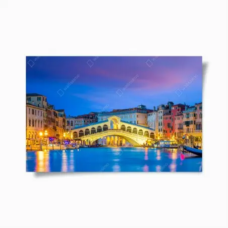 Póster panorámica del puente de Rialto, Venecia al crepúsculo – Pixers®
