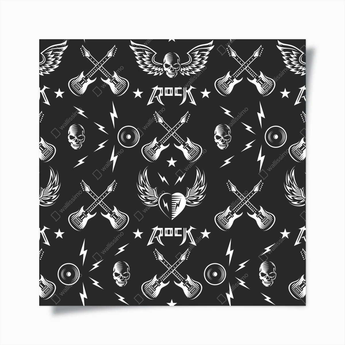 Póster diseño rock en blanco y negro con guitarras y calaveras – Pixers® Póster diseño rock en blanco y negro con guitarras y calaveras – Pixers®