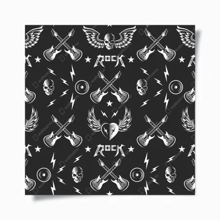Póster diseño rock en blanco y negro con guitarras y calaveras – Pixers®