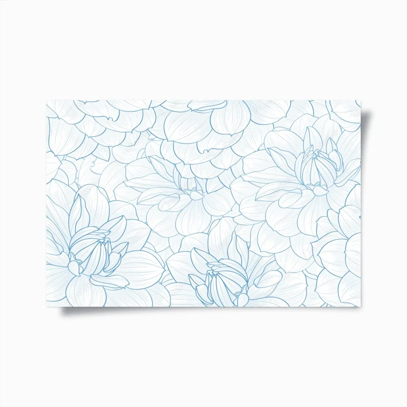 Póster estampado floral en líneas azules y delicadas