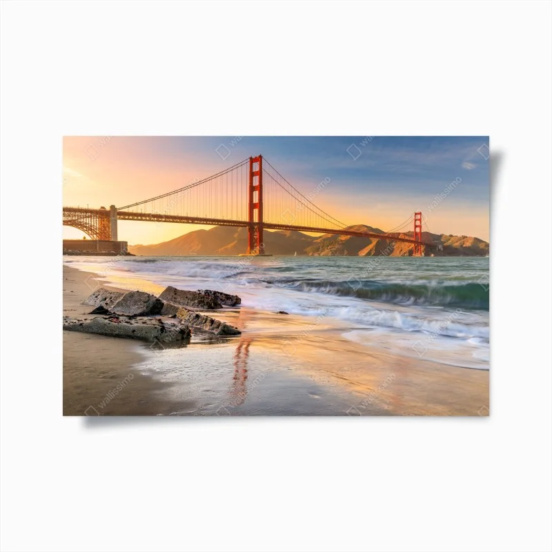 Póster puesta de sol sobre el Golden Gate en San Francisco
