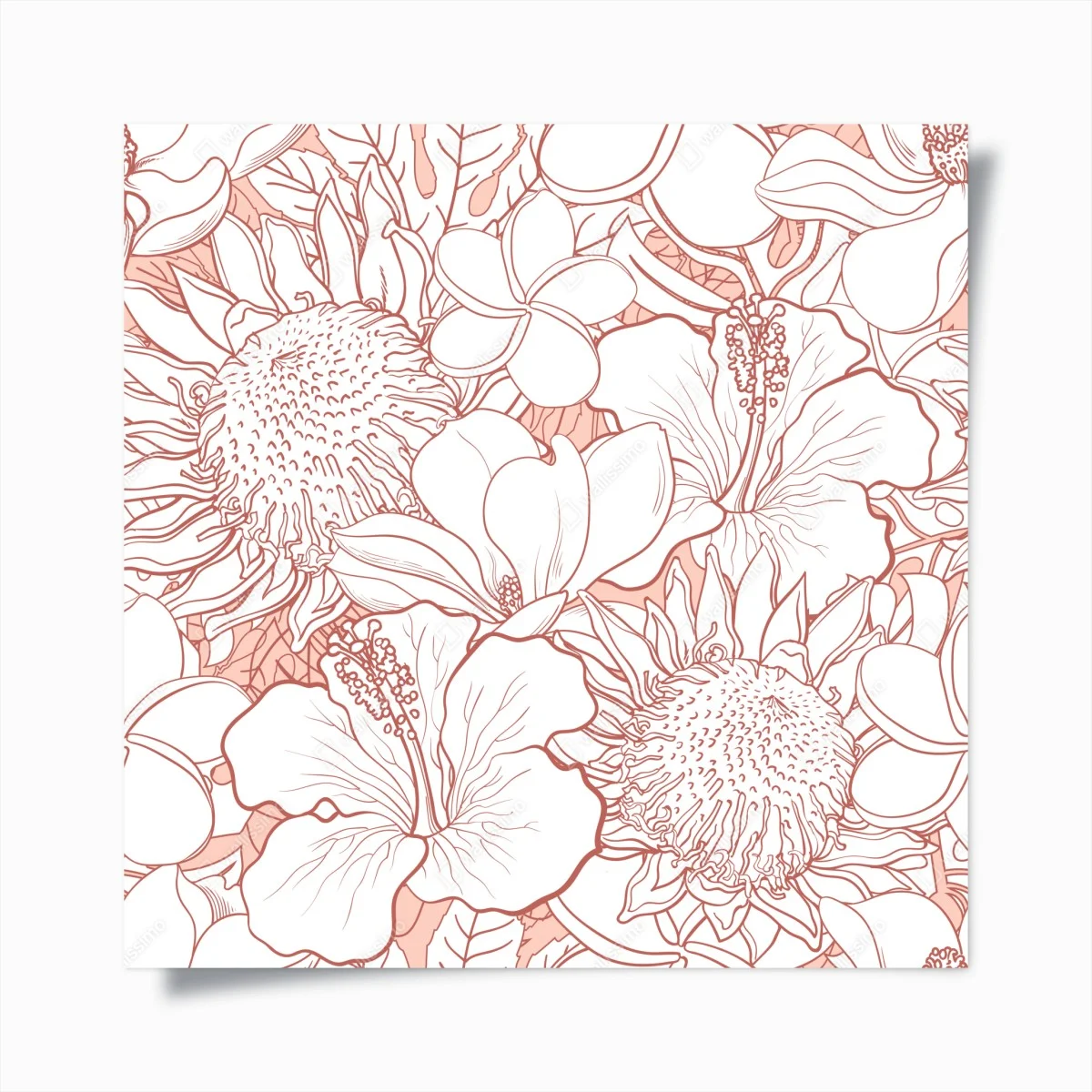 Póster patrón floral tropical en coral y blanco – Pixers® Póster patrón floral tropical en coral y blanco – Pixers®