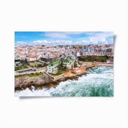 Póster vistas costeras de ciudad y acantilados – Pixers®