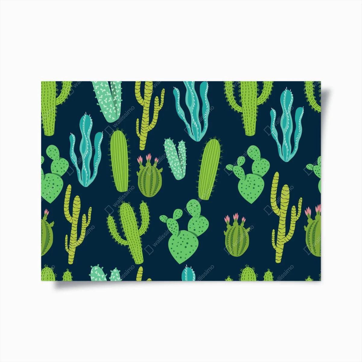 Póster patrón de cactus y suculentas en tonos verdes y azules – Pixers® Póster patrón de cactus y suculentas en tonos verdes y azules – Pixers®
