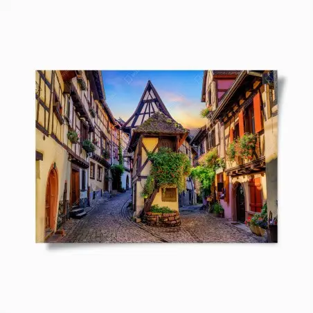 Póster calles pintorescas de Eguisheim en Alsacia – Pixers®