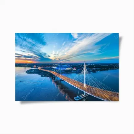 Póster puente atirantado de San Petersburgo al amanecer – Pixers®