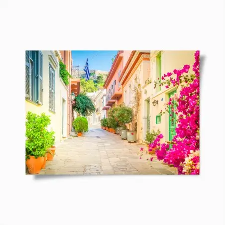 Póster calle pintoresca de Plaka, Atenas – Pixers®
