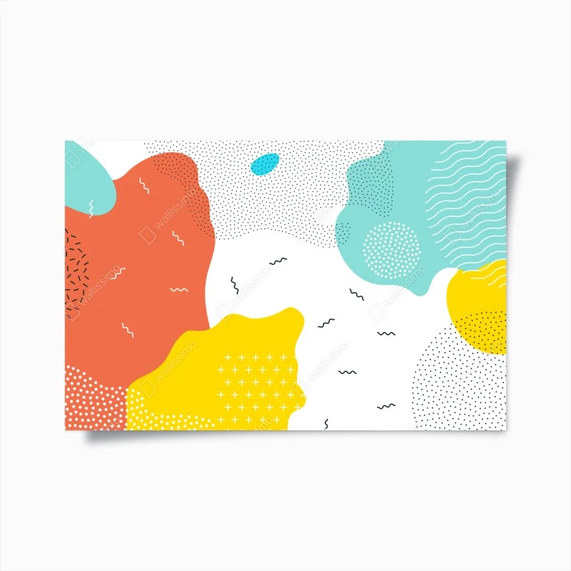 Póster composición abstracta de formas orgánicas y colores vibrantes