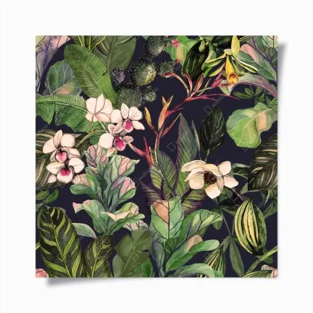 Póster patrón botánico tropical en acuarela – Pixers®