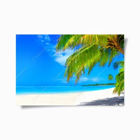 Póster paraíso tropical con palmeras y playa de arena blanca – Pixers®