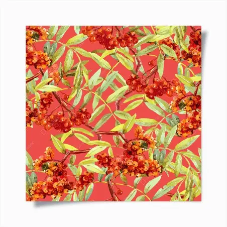Póster serbal en acuarela sobre fondo coral – Pixers®