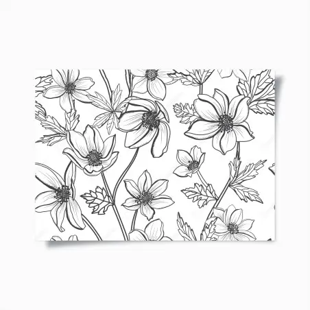 Póster dibujo floral lineal en blanco y negro – Pixers®