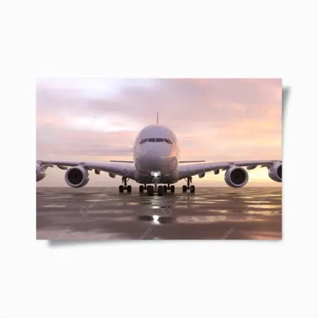 Póster avión frontal al atardecer en pista – Pixers®