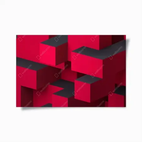 Póster diseño geométrico tridimensional en rojo y negro – Pixers®