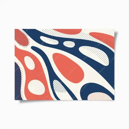Póster diseño orgánico en tonos coral y azul marino – Pixers®