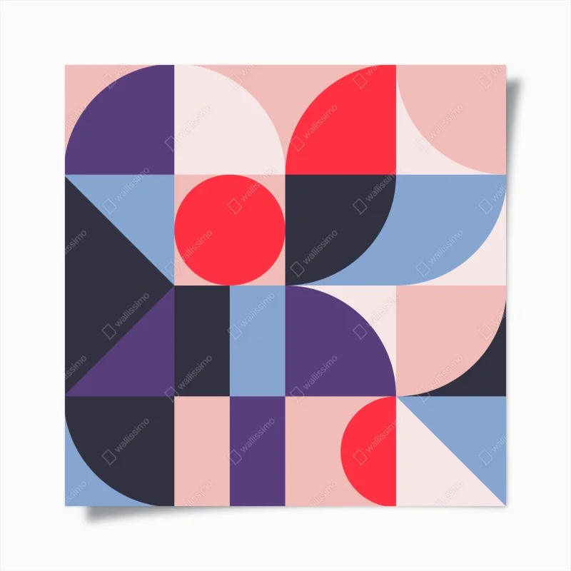 Póster composición geométrica en tonos pastel y vivos