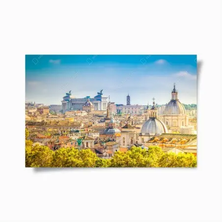 Póster panorama urbano de Roma con cúpulas clásicas – Pixers®