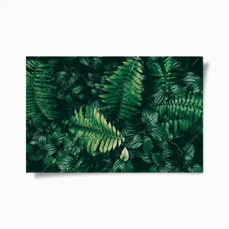 Póster mosaico de hojas tropicales en tonos oscuros – Pixers®
