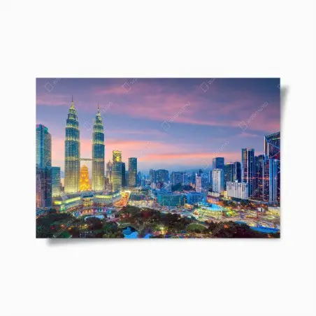 Póster crepúsculo sobre el horizonte de Kuala Lumpur – Pixers®