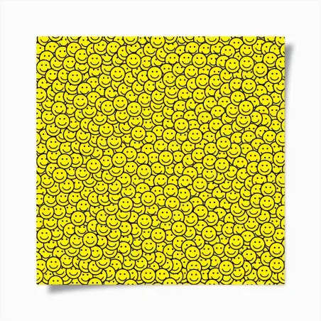 Póster patrón de caras sonrientes en amarillo – Pixers®