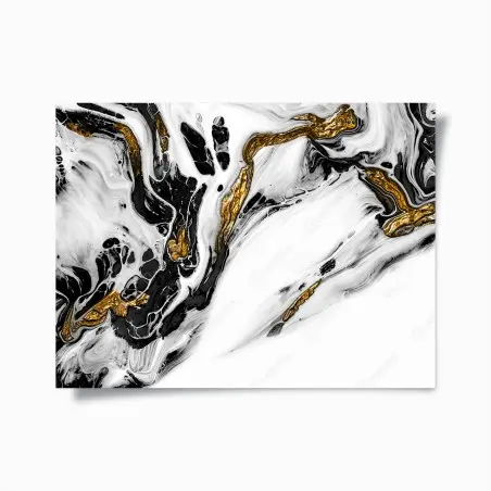 Póster flujo dorado sobre mármol en blanco y negro – Pixers®