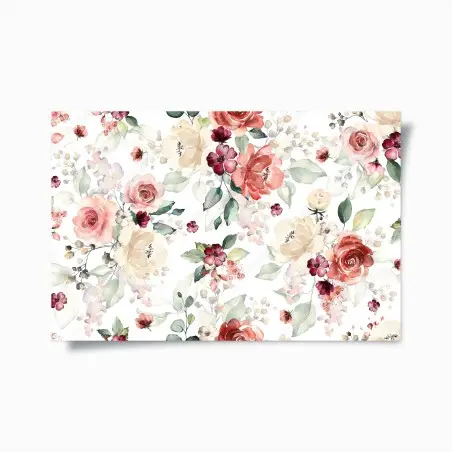 Póster estampado floral en acuarela con rosas y hojas – Pixers®
