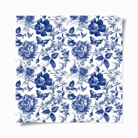 Póster estampado floral azul estilo vintage – Pixers®