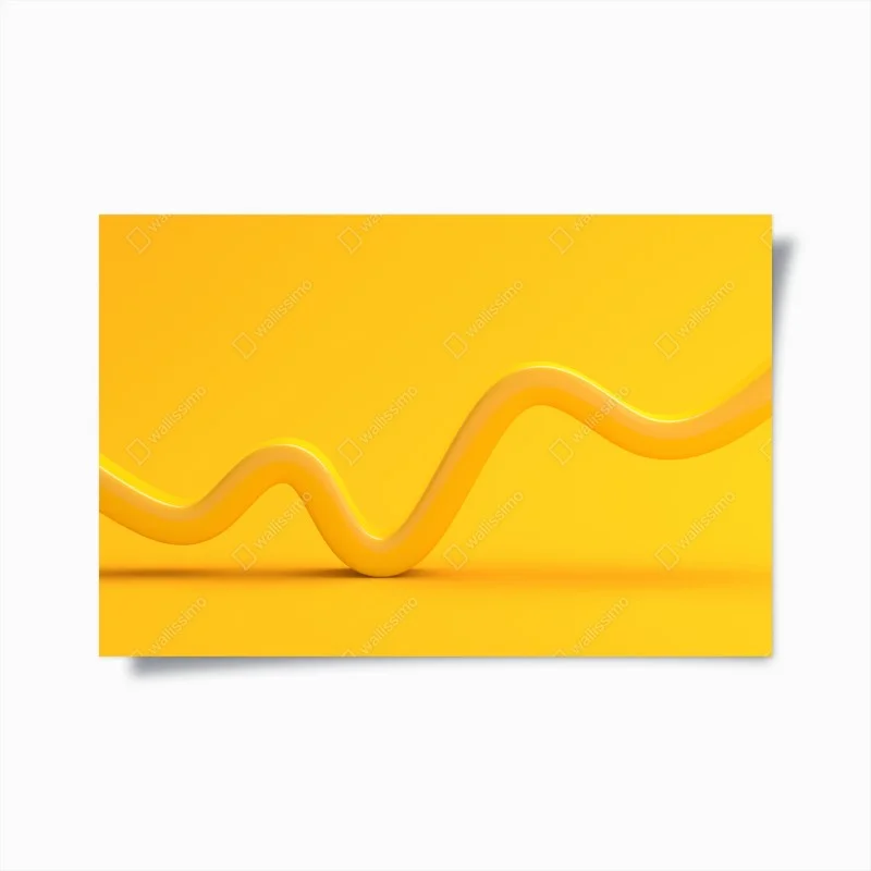 Póster onda amarilla minimalista sobre fondo brillante
