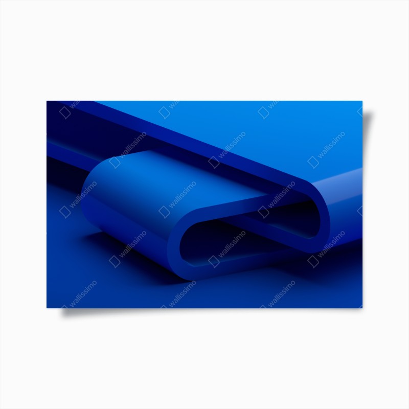 Póster curvas geométricas en azul profundo