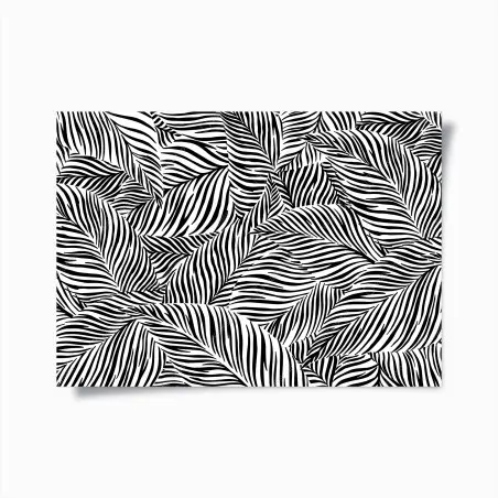 Póster patrón de hojas rayadas en blanco y negro – Pixers®