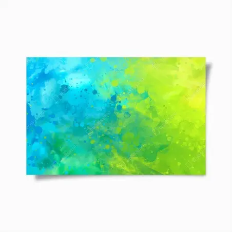 Póster composición abstracta en acuarela azul y verde vibrante – Pixers®
